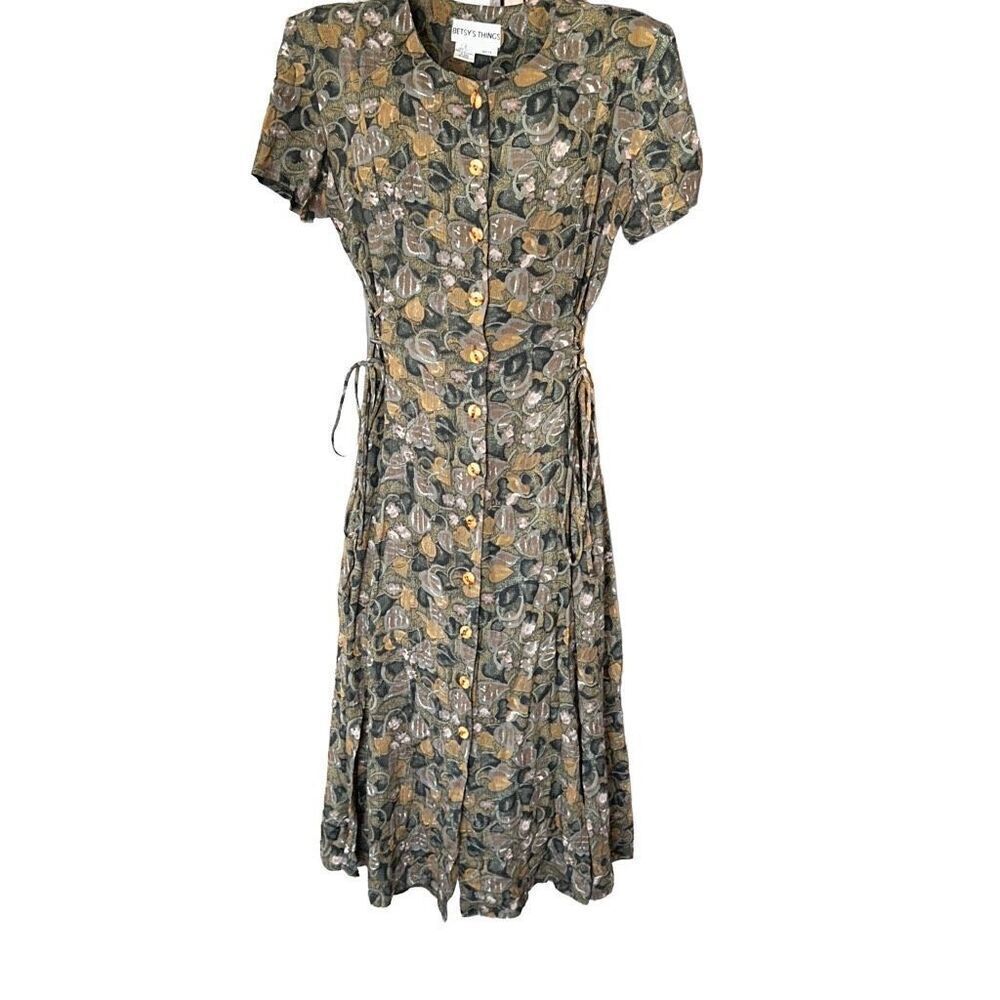 Vintage 80’s Betsy’s Things Floral Cottage Core Coastal Grandma Button Up Midi D